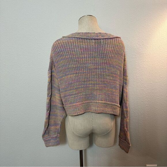 UO Multicolor Crop Oversized Knit Sweater 275 - Picture 4 of 4